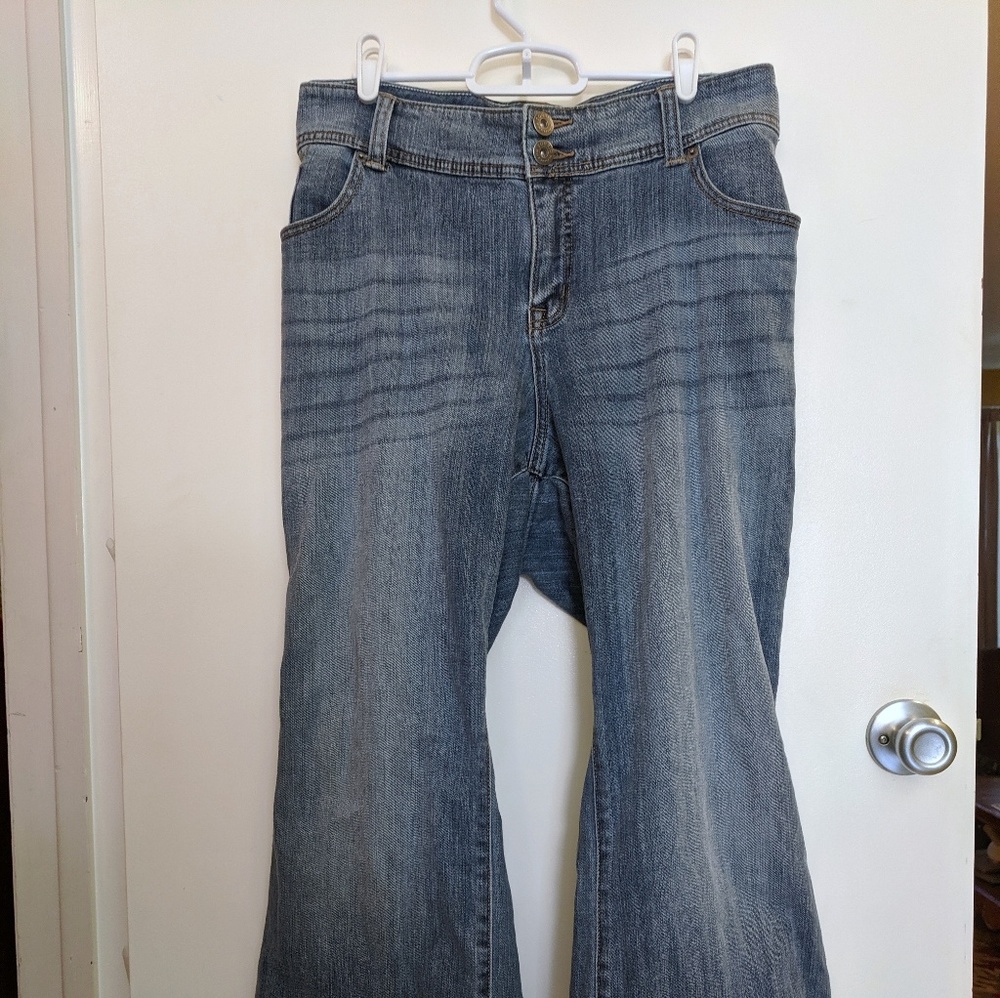 Short inseam flare jeans